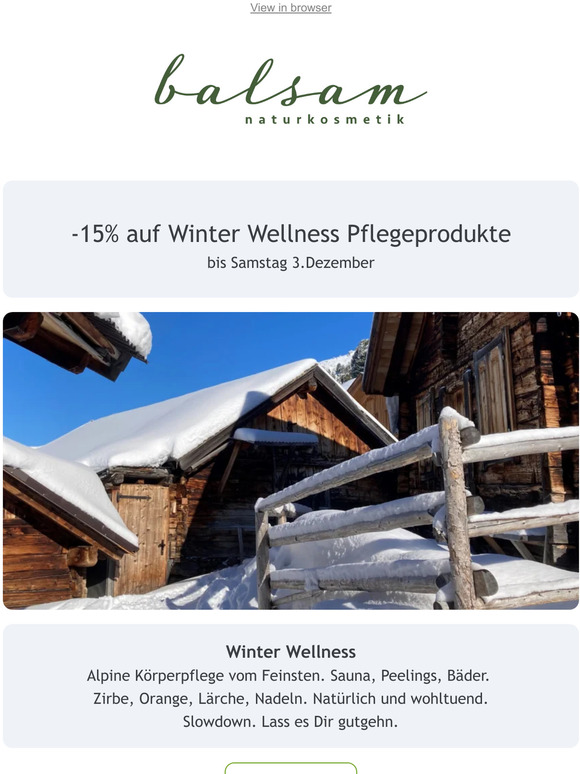 15% Rabatt auf Winter Wellnessprodukte