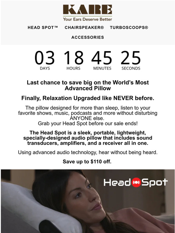 Last chance to grab our Head Spot for up to $110 off ⌛