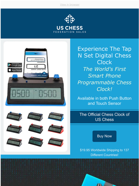 US Chess Sales Experience The Tap N Set Digital Chess Clock The