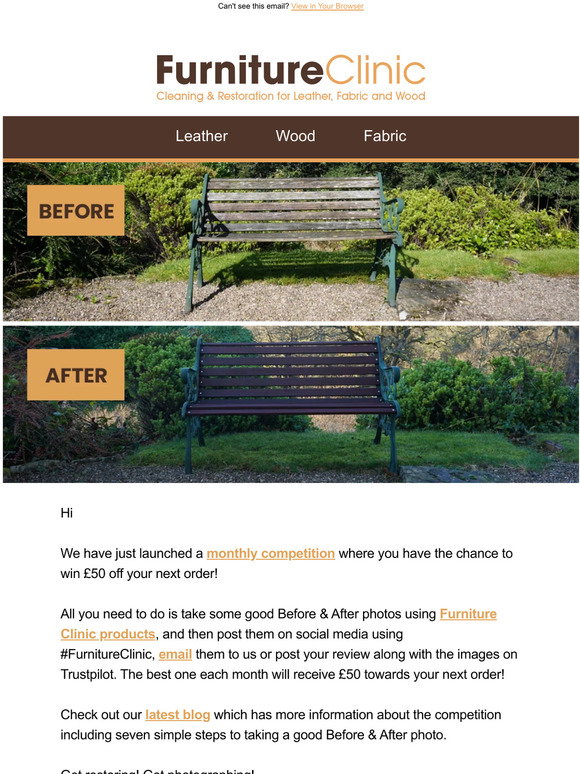 Furniture Clinic Win £50 in our new monthly competition! Milled