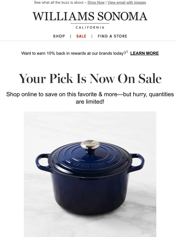 Williams Sonoma Good News Le Creuset Signature Enameled Cast Iron Deep Oven 5 14 Qt Is Now 