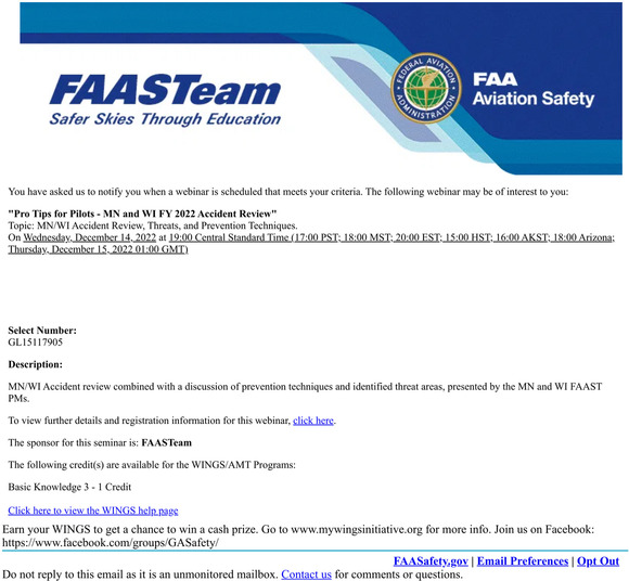 [GL15117905] Pro Tips for Pilots - MN and WI FY 2022 Accident Review - FAASafety.gov