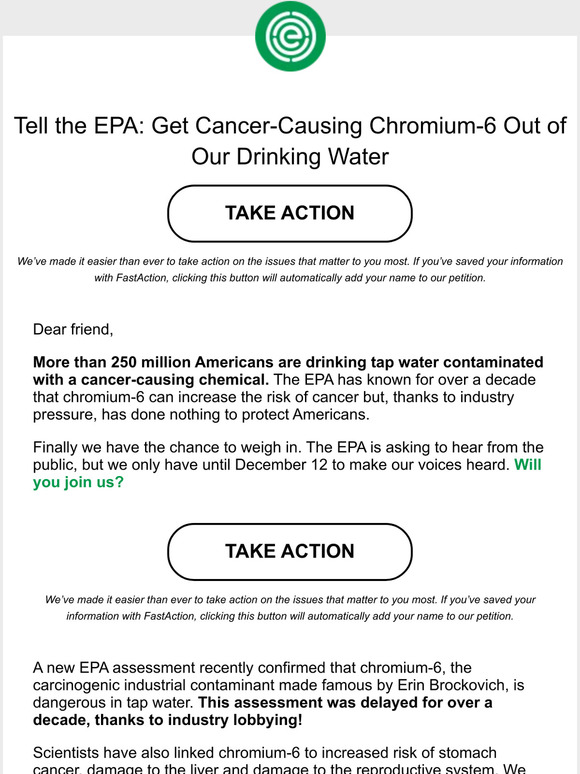 Food Scores Update re Chromium6 in drinking water Milled