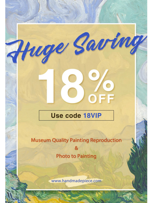 Reminder: 18% OFF Any Painting, Ends 5 Dec