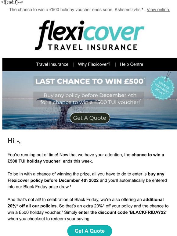 Last Chance To Win A £500 Holiday Voucher!¹