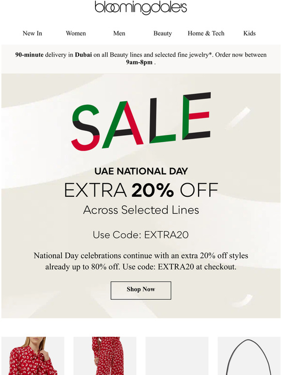 Happy National Day! Extra 20% Off Continues Online