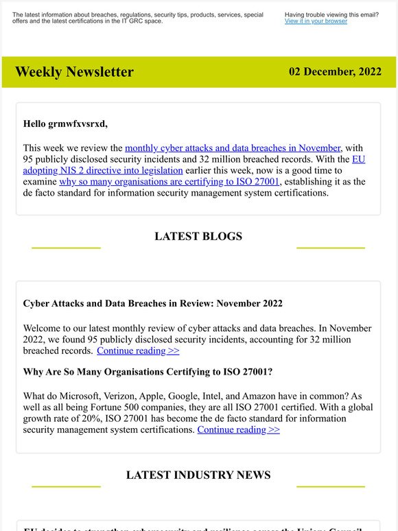 Cyber Attacks and Data Breaches in Review: November 2022