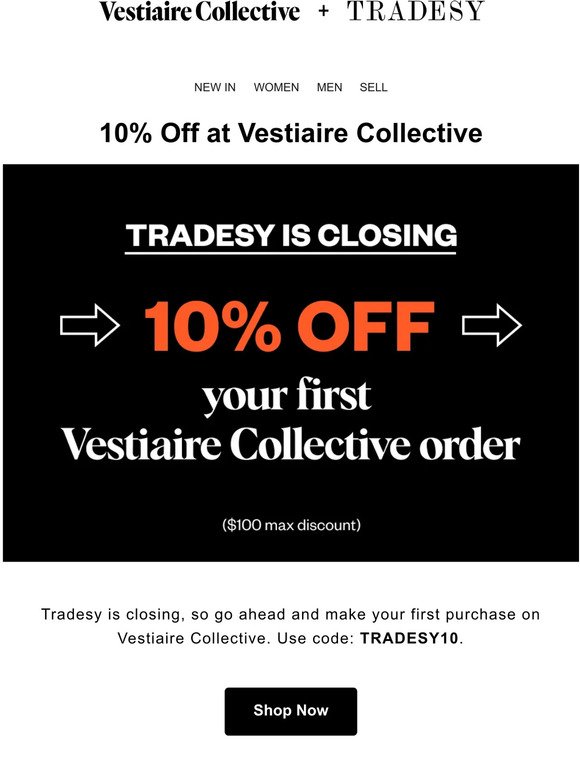 Tradesy: $60 off on Vestiaire Collective, today only.