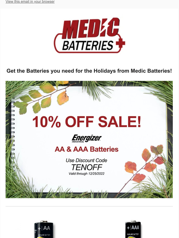 Holiday Sale: 10% Off Energizer AA & AAA Batteries
