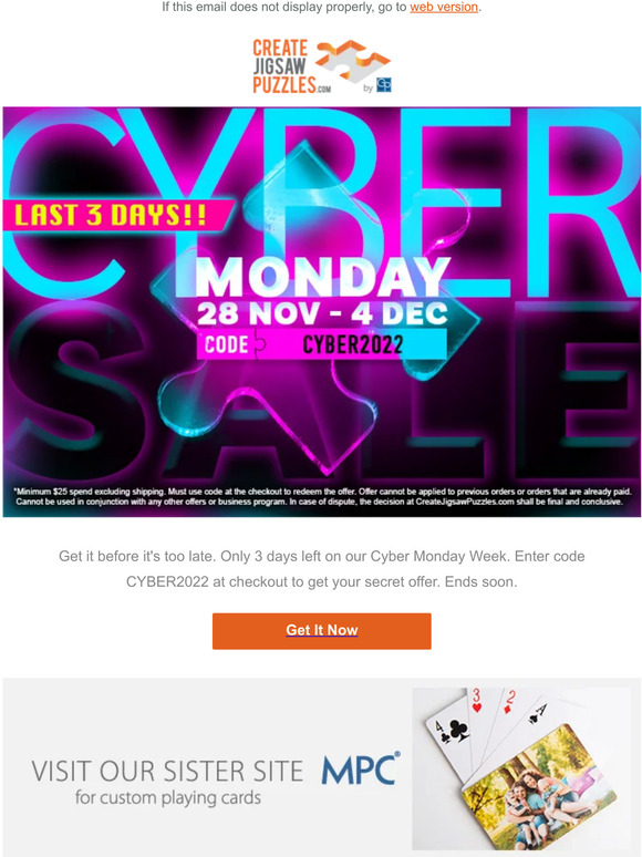 Cyber Monday Puzzle Sale ends soon (code: CYBER2022)