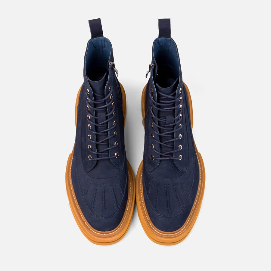 Marc Nolan Odin Boots Mens Size 14 Blue Suede Combat Zip Ankle Lug Sole Blue Zip Suede Boots for Men for sale | eBay main image 3