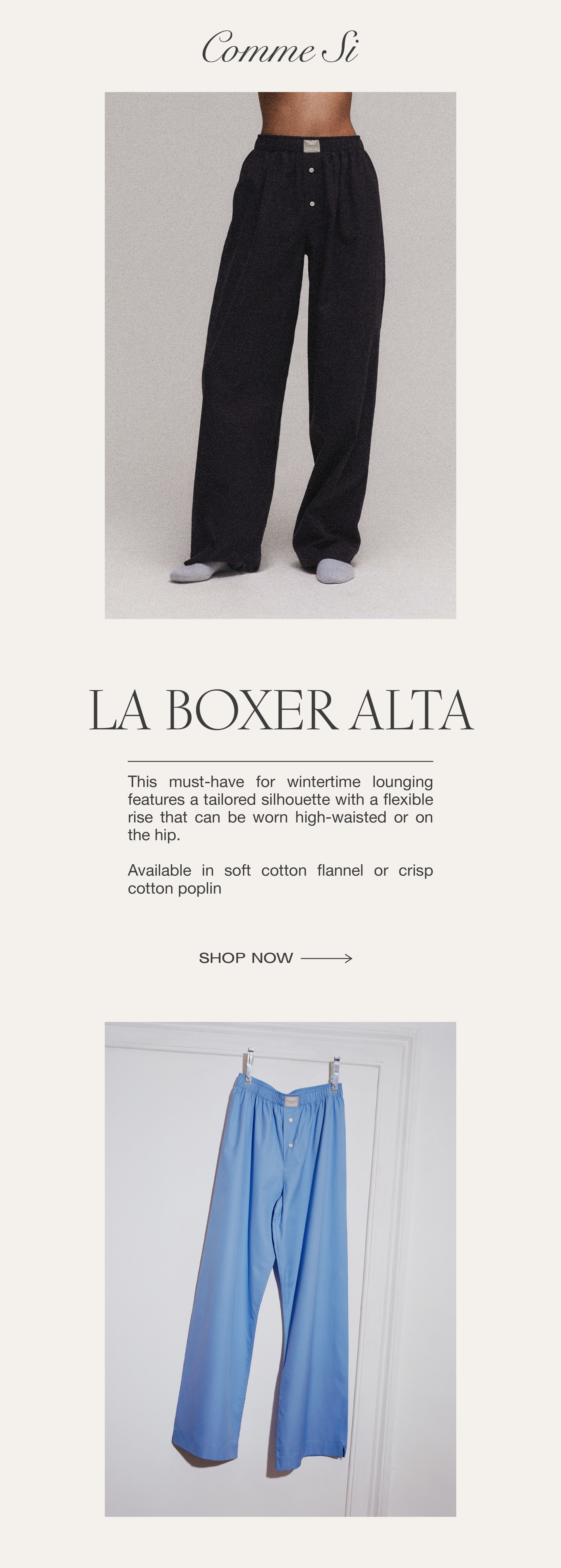 La Boxer Alta, Cotton Poplin – Comme Si