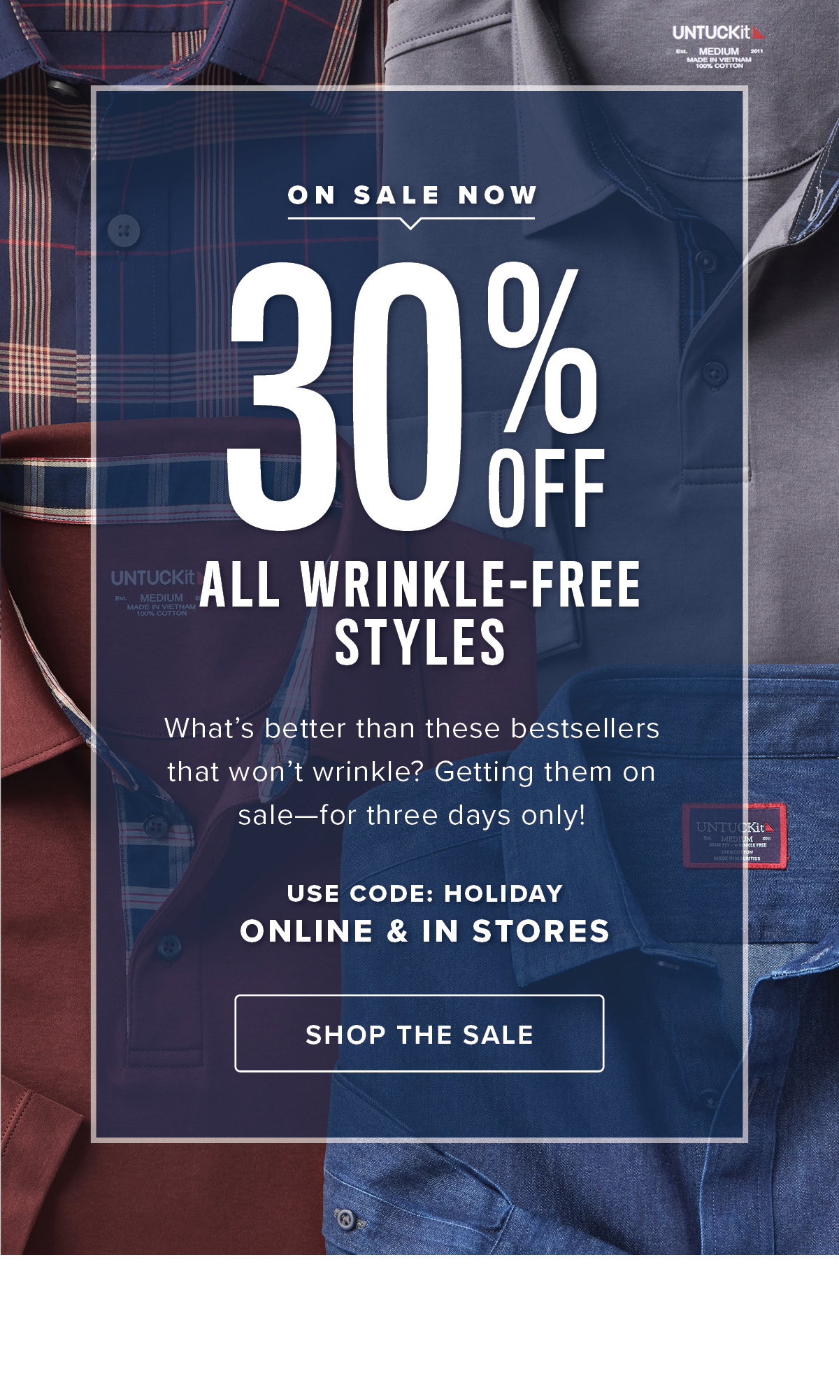 On Sale Now: 30% Off All Wrinkle-Free Styles