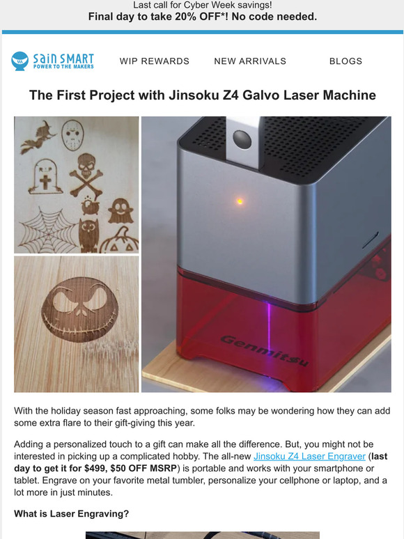 SainSmart: The First Project with Jinsoku Z4 Galvo Laser Machine | Milled