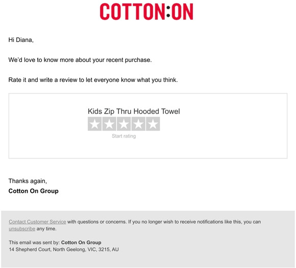 Diana, your feedback is important to us. Will you help us by rating your recent purchase?