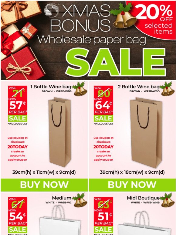 20% off – Christmas Bonus Bag Sale