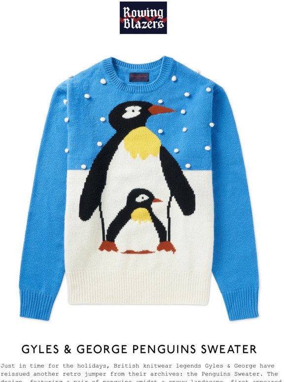 Rowing Blazers: New From Gyles & George: Penguins Sweater | Milled