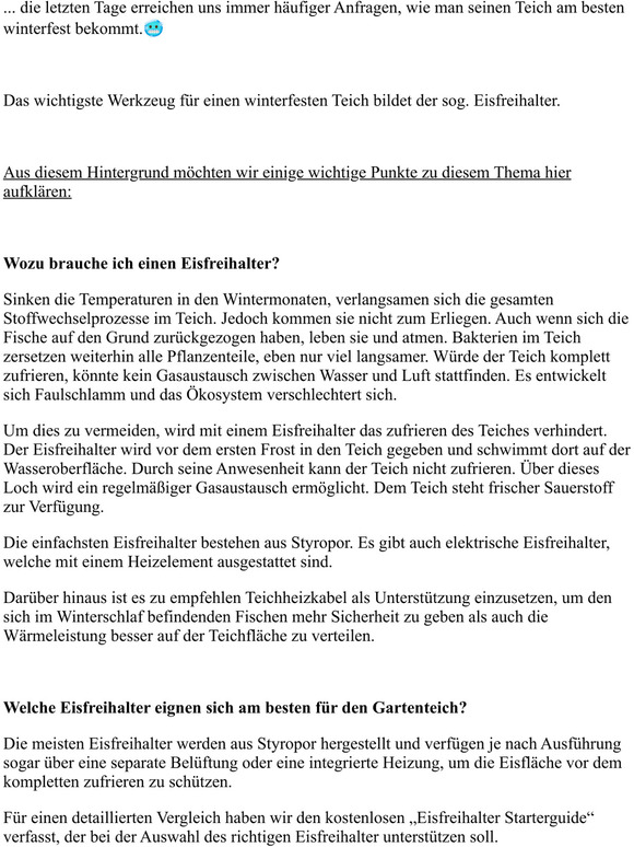 Ist dein Teich schon winterfest?