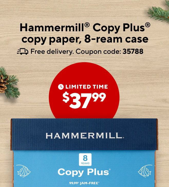 Only $37.99 for Hammermill® Copy Plus® paper, 8–ream case
