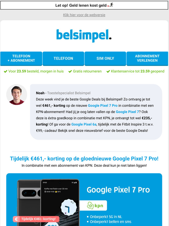 Deze week de beste Google Deals bij Belsimpel!