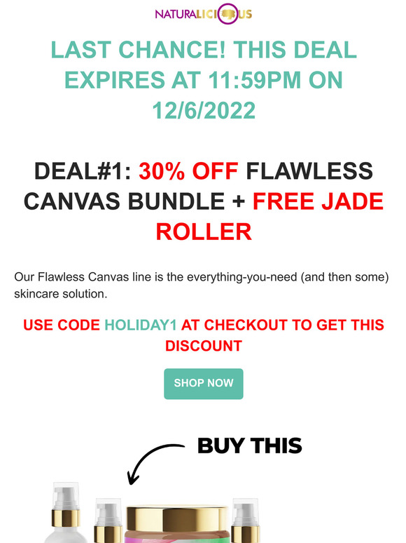 Day 1: 30% off Flawless Canvas + Free Jade Roller