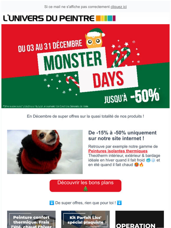 Ne rate pas les Monster Days, -50% sur luniversdupeintre.com