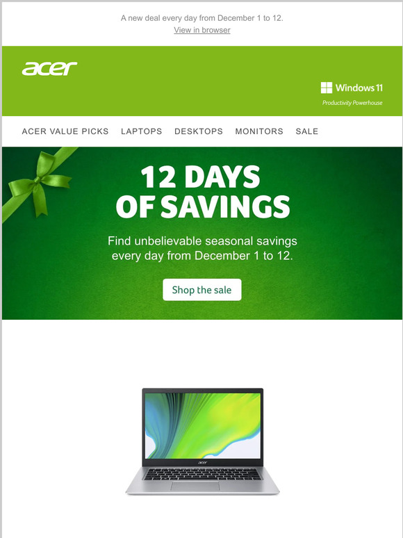 12 Days of Savings: Day 5 – Aspire 5 Laptop with i7 for only $599.99 today only