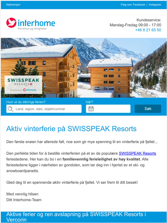 Aktiv vinterferie på SWISSPEAK Resorts