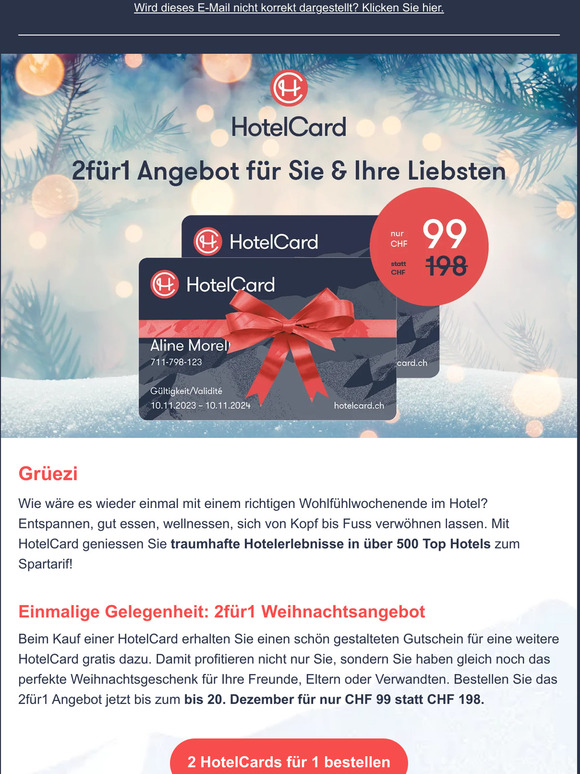 2für1 Weihnachtsangebot für Sie & Ihre Liebsten