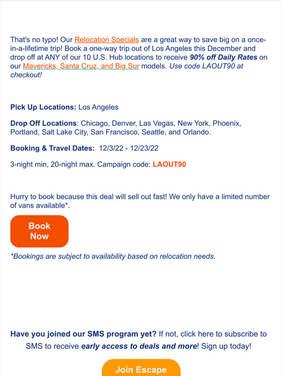 🚨 90% OFF Daily Rates! Relocations needed from LA to ANY US Hub Location 🚨
