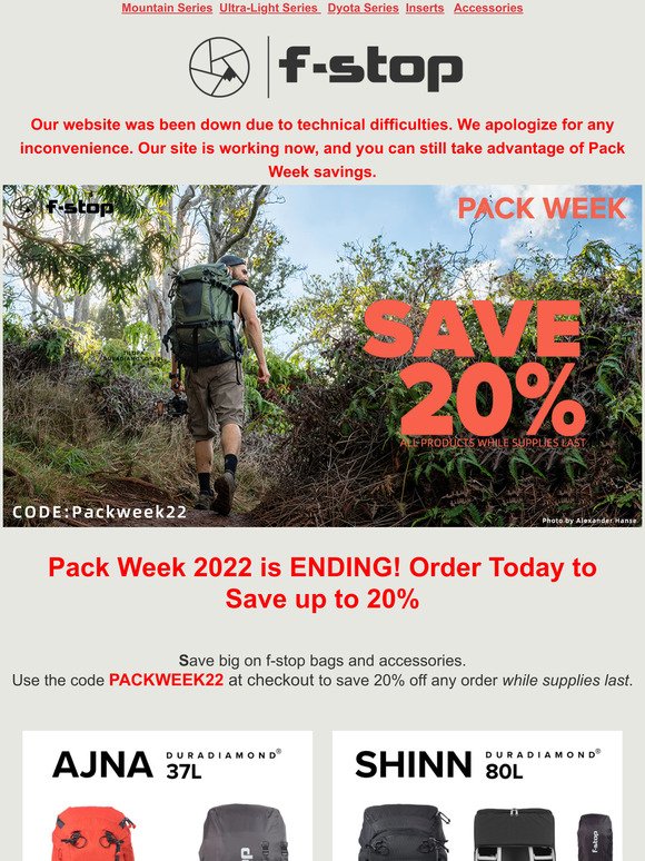 Pack Week 22 - is ending - to save 20% Order today!