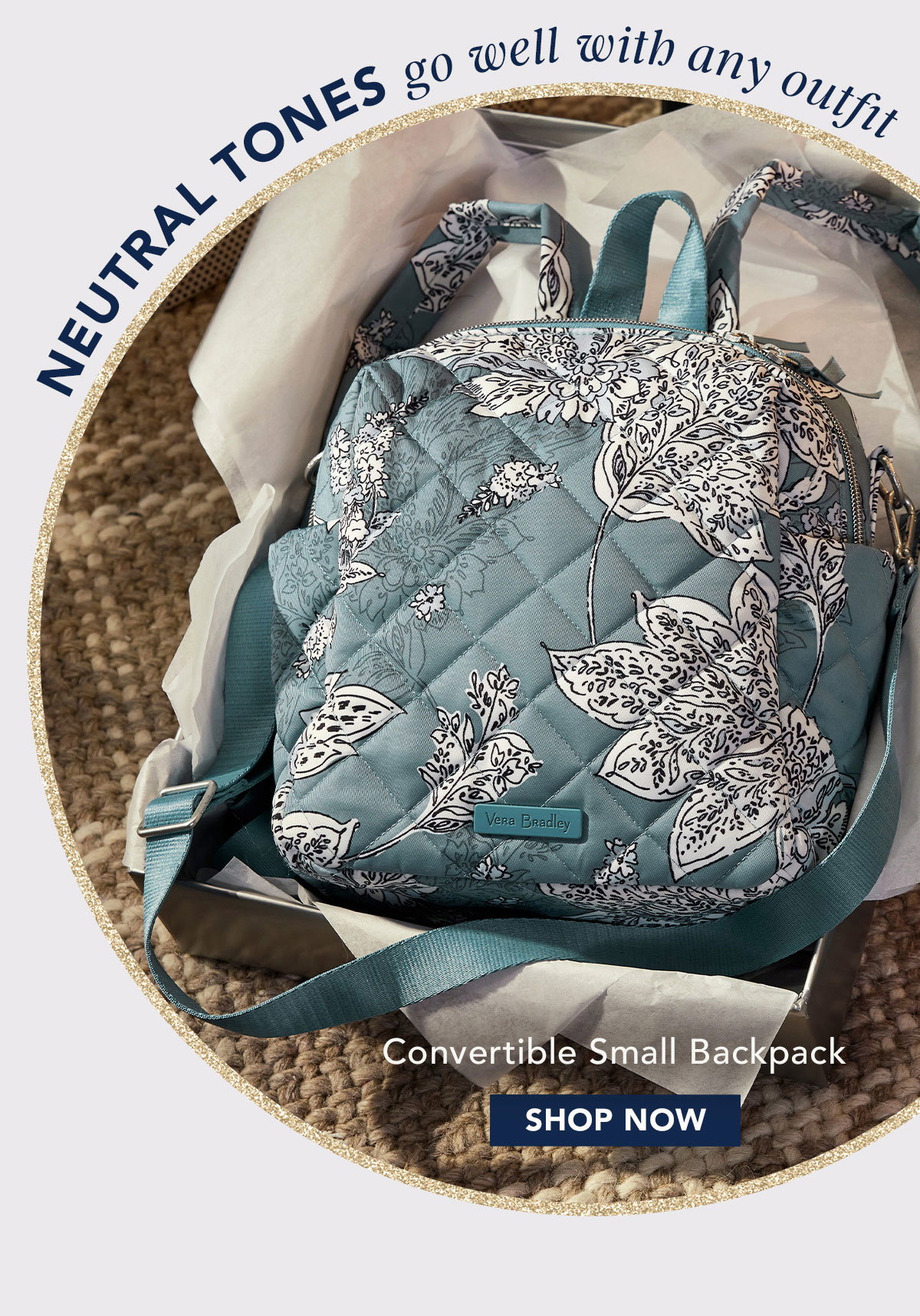 Vera Bradley Tiger Lily Blue Oar Convertible Small Backpack Vera Bradley Tiger Lily Blue Oar Campus Backpack School Book  main image 4