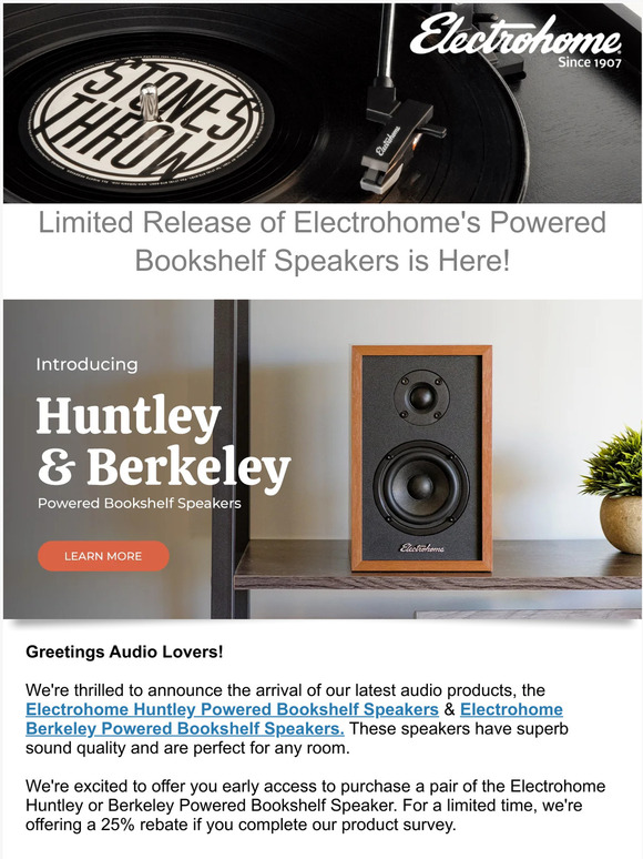 Introducing NEW Electrohome Huntley and Berkeley Powered Bookshelf Speakers