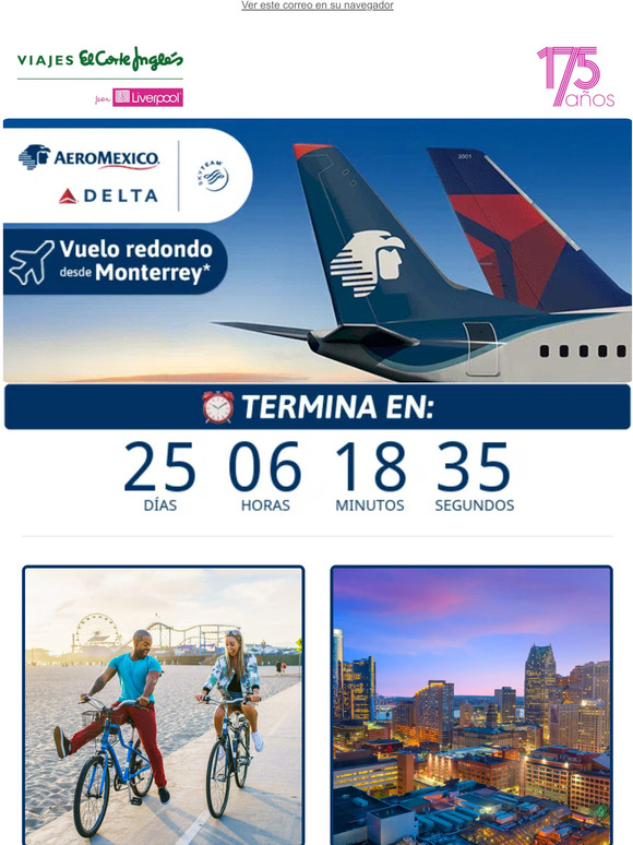 , ✈️😍¡Vuela de Monterrey a Los Ángeles desde $399 USD* o Detroit desde $609 USD*!