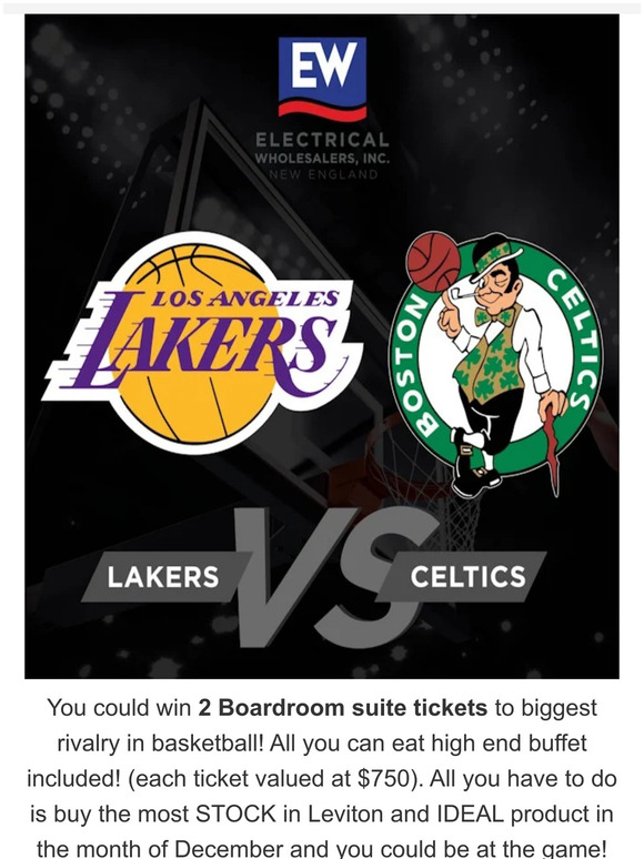 You could be at the big game between the Lakers and the Celtics!