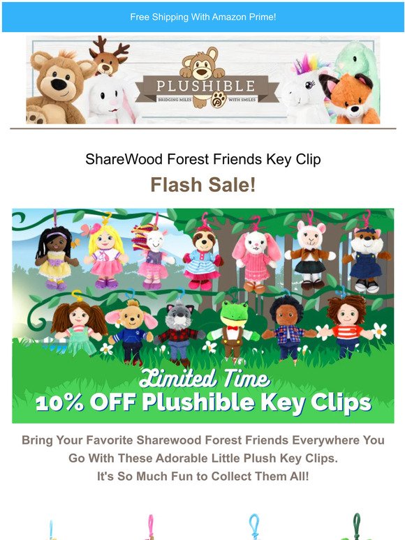 Flash Sale! 10% OFF Adorable Plush Key Clips  🐸 🐶 👧 👦