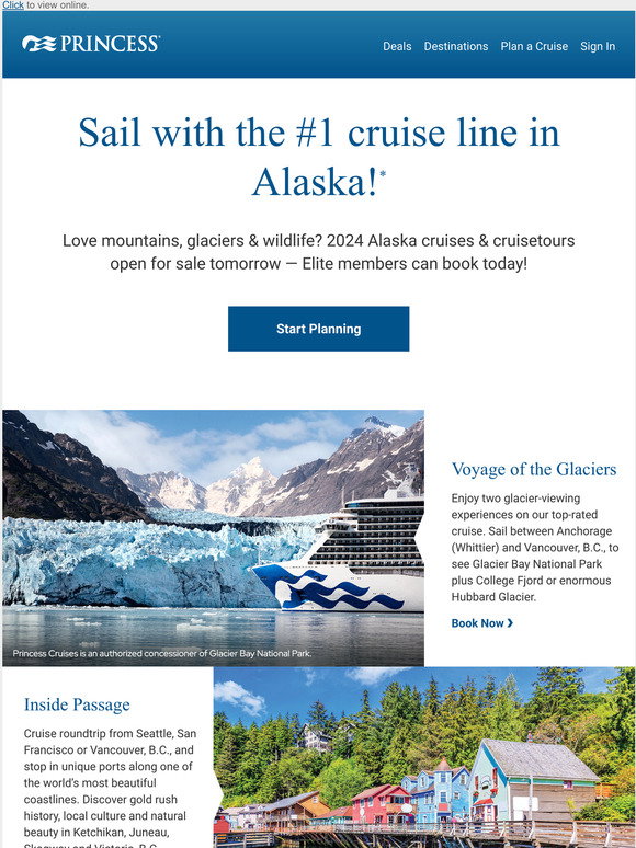 Princess Cruises Be one of the first to book 2024 Alaska! Milled