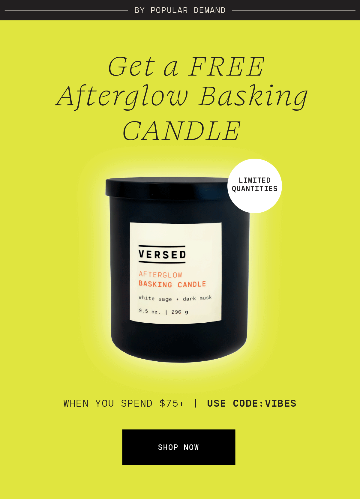 Two words FREE candle Milled