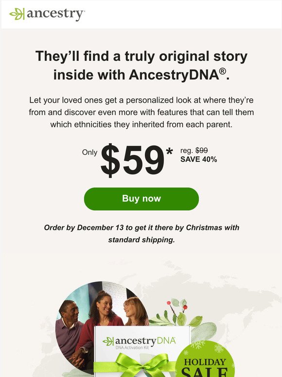 🎁 Gift AncestryDNA for only $59
