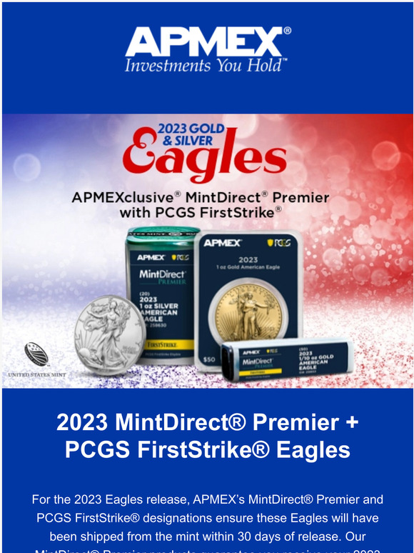 APMEX 2023 Gold and Silver Eagles are now available at APMEX! Milled