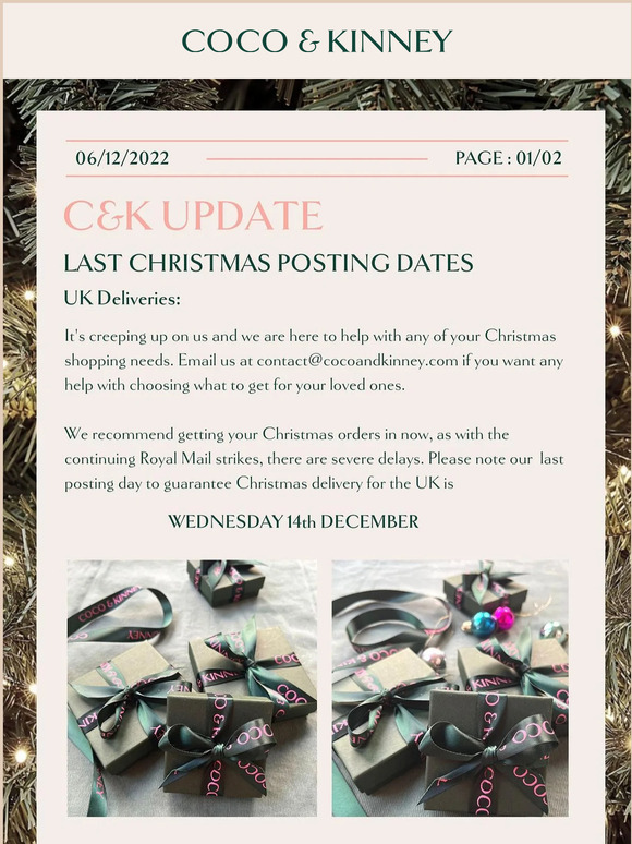 Last Christmas posting dates