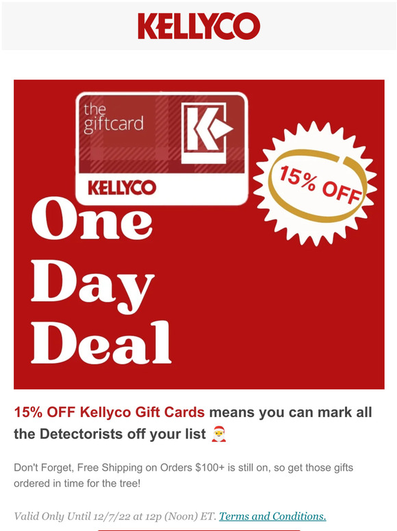 15% Off Kellyco Gift Cards - 24 Hours!!