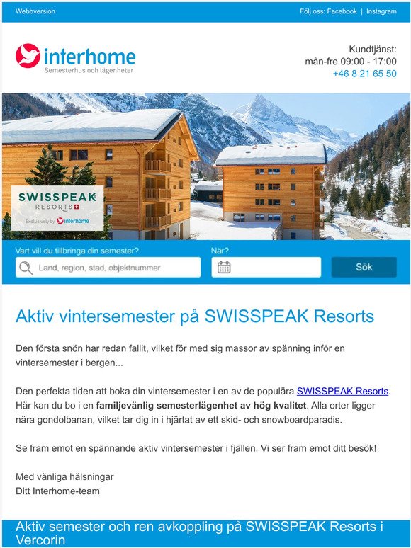 Aktiv vintersemester på SWISSPEAK Resorts