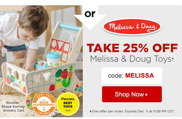 25% off Melissa & Doug Toys with code MELISSA