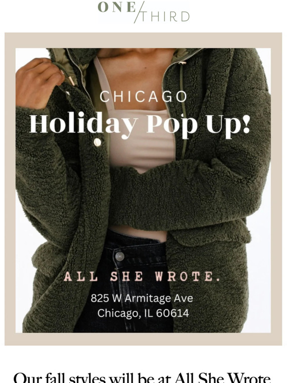 Shop One/Third's pop-up event at All She Wrote tomorrow!