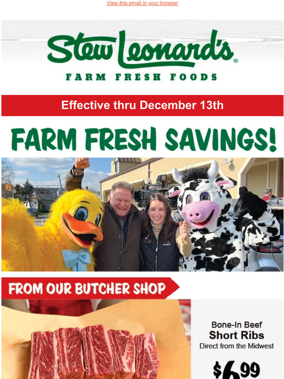 Stew Leonard's Gifts: Weekly Specials: Short Ribs, Strip Steak, Sirloin ...