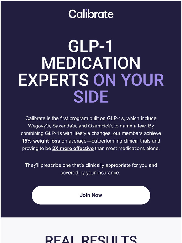 Calibrate Calibrate is the original program built on GLP1 medication