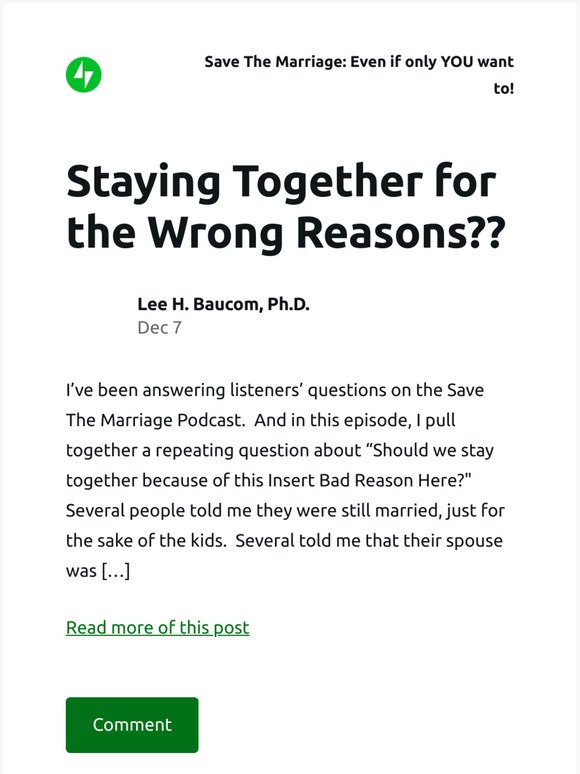 [New post] Staying Together for the Wrong Reasons??
