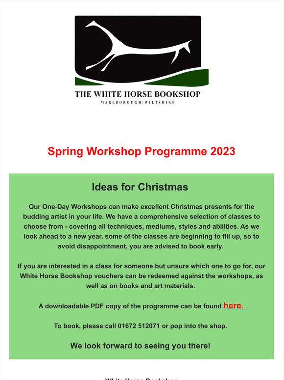 Christmas Ideas - Spring Workshop Programme 2023