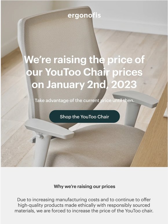 Pricing Update: The YouToo Chair